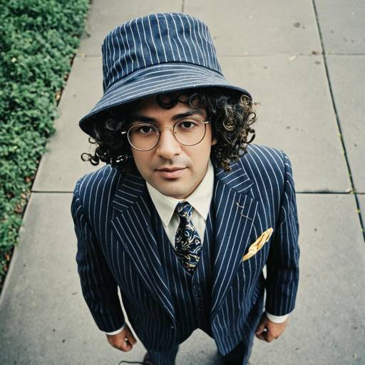 Man in Vintage Pinstripe Suit and Bucket Hat