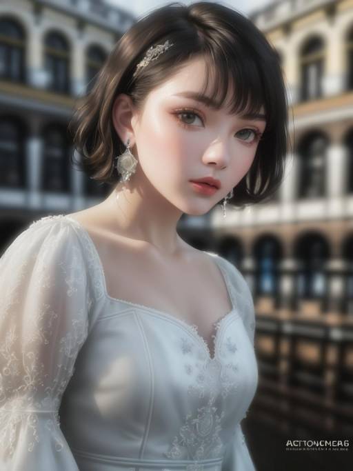 Young Woman in White Dress with Jewelry