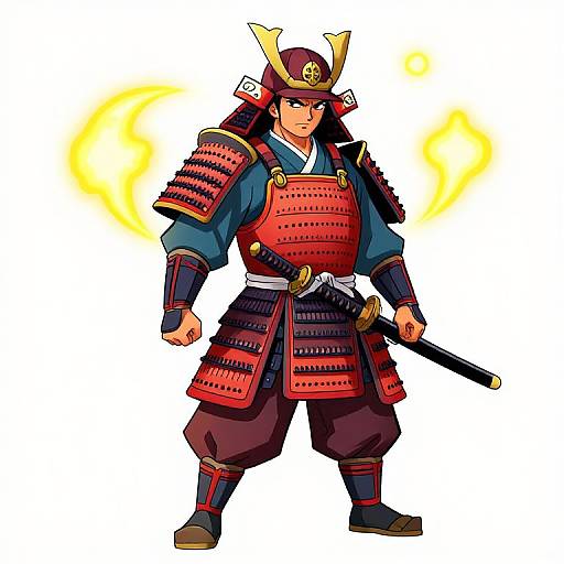 Colorful Samurai Comic Style Art