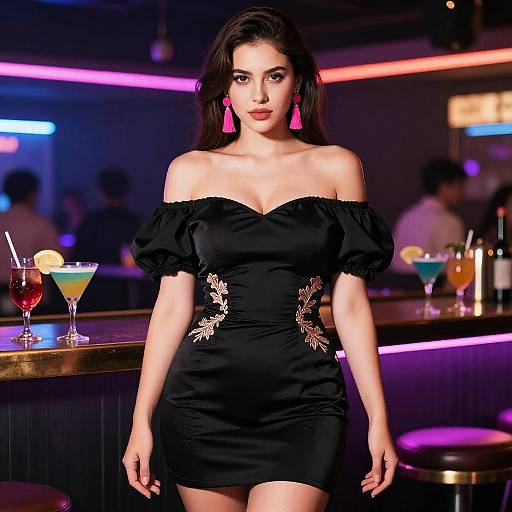 Confident Woman in Stylish Cocktail Attire