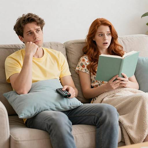 Candid Moment on a Cozy Couch