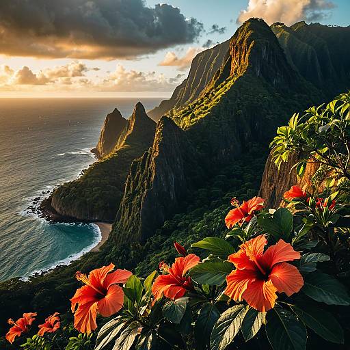 Breathtaking Tropical Island Landscape at Sunset