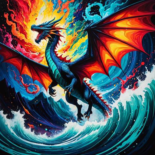 Soaring Dragon in Vibrant Explosion