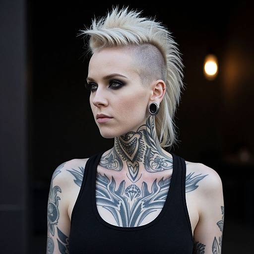 Pale Punk Woman with Tattoos