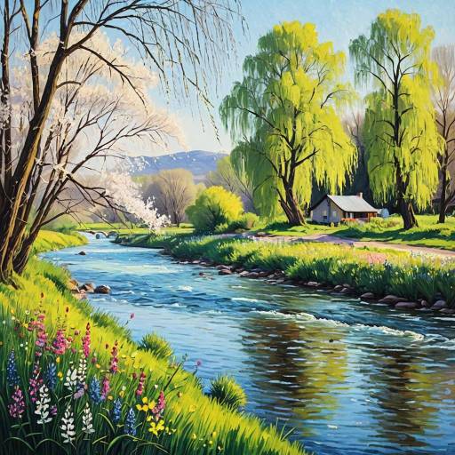 Peaceful Riverside Spring Morning
