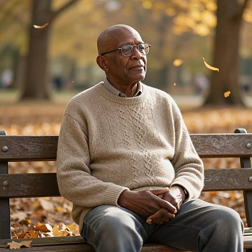 Serene Elderly Man in Autumn Park