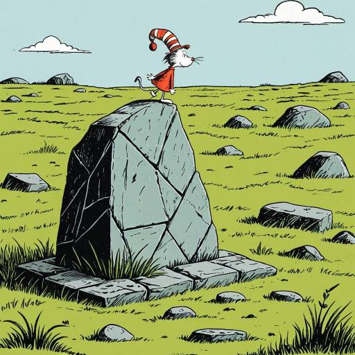 Dr. Seuss Style Illustration with Melancholy Stone