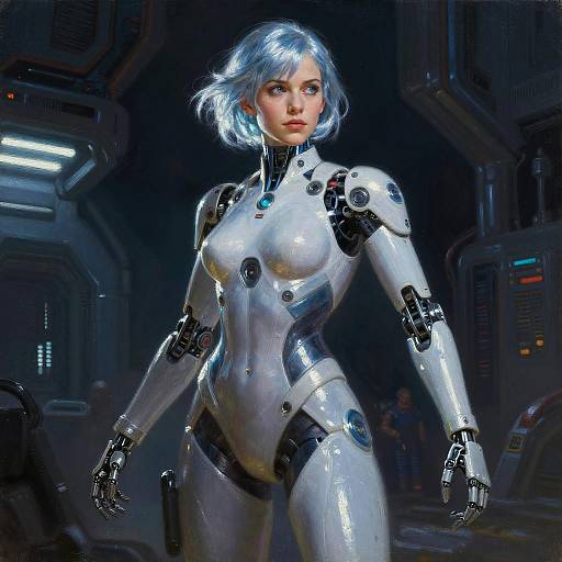 Futuristic Female Cyborg in Ultraleight Phantom Suit
