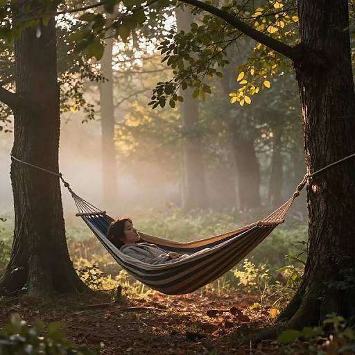 Cozy Hammock in Tranquil Forest Dawn