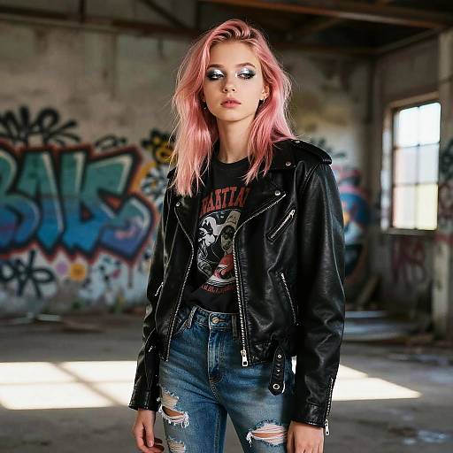 Edgy Teen Girl in Abandoned Warehouse