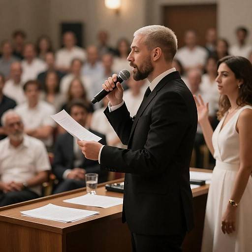 Man Singing at Formal Event