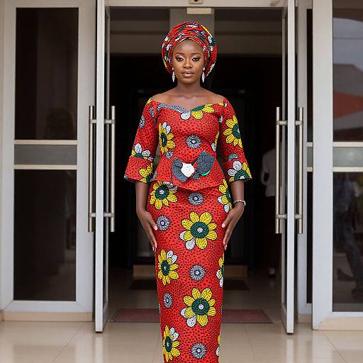 Elegant African Floral Formal Attire
