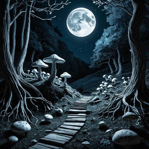 Mystical Moonlit Glen with Glowing Mushrooms