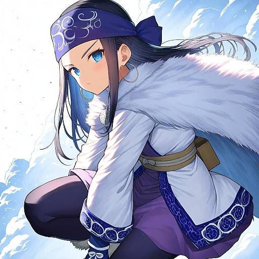 Illustration of Asirpa, golden kamuy in the style of B-ginga