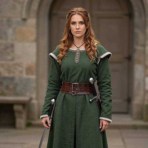 Medieval Warrior Woman in Green