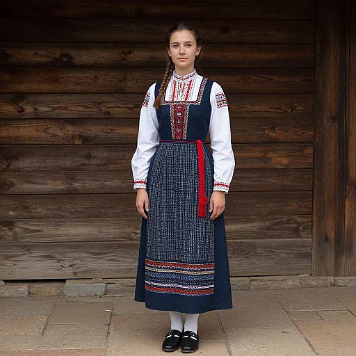 Woman in Vintage Folk Dress