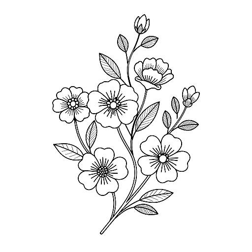 Delicate Continuous Line Floral Art