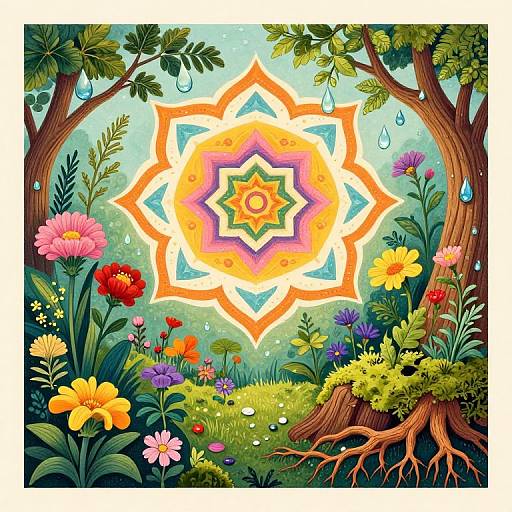 Vibrant 1960s Magical Garden Print