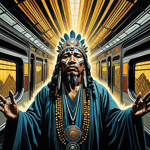 Art Deco Shaman in Subway Scene