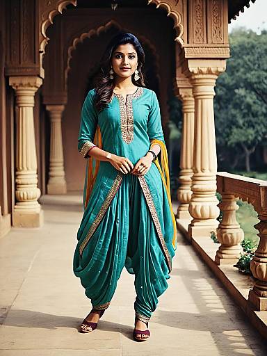 Woman in Traditional Dhoti Suit Salwar