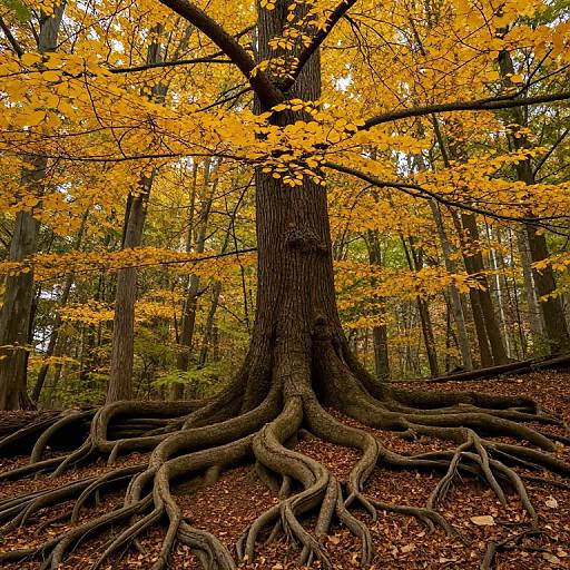 Resilient Roots Beneath Golden Canopy