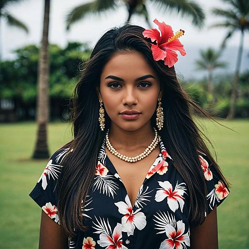 Photorealistic Hawaiian Outfit Portrait