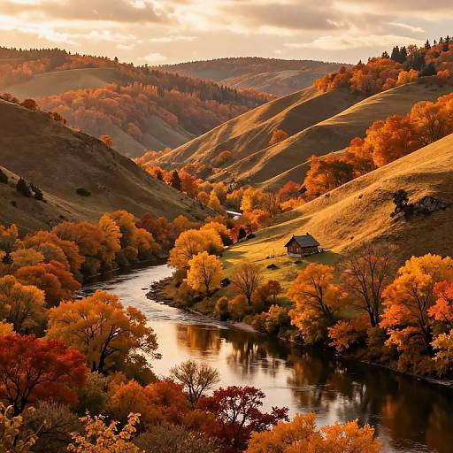 Cozy Autumn Valley Landscape