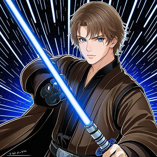 Illustration of Anakin skywalker, star wars in the style of Sakayama shinta