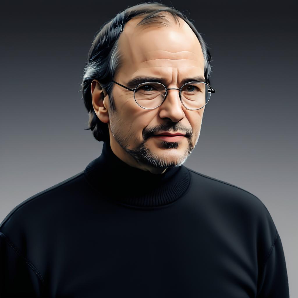 Emotional Portrait of Steve Jobs in Turtleneck