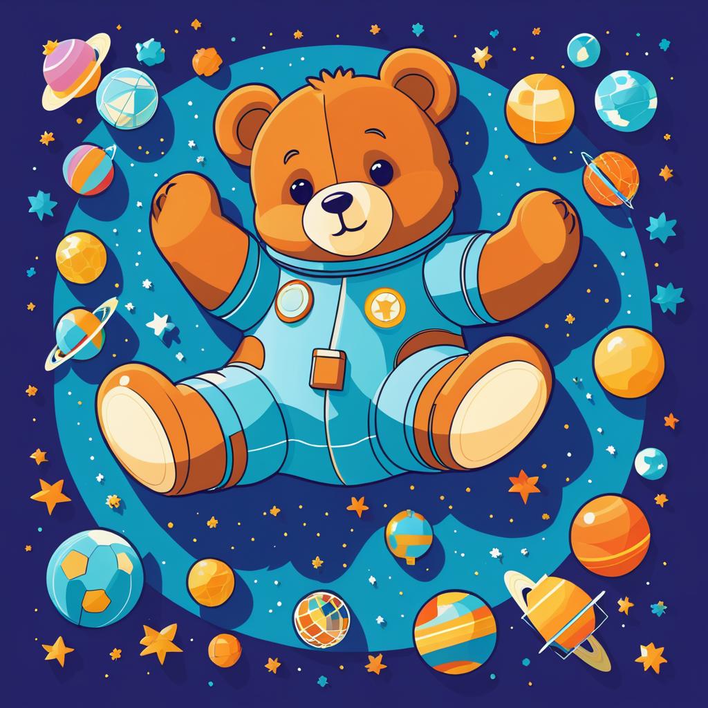 Zero Gravity Teddy Bear Cartoon Poster