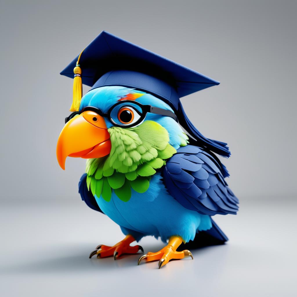 Scholarly Parrot in Academic Attire