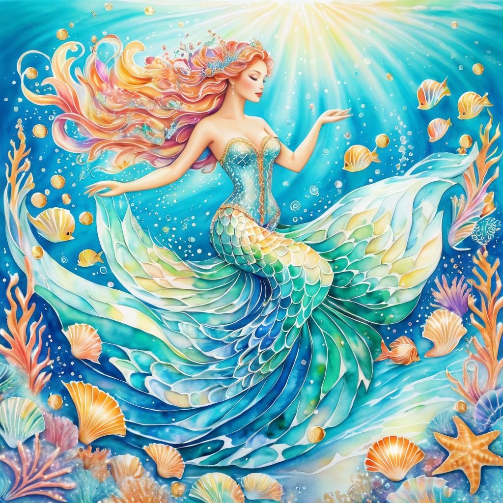 Whimsical Mermaid in Underwater Paradise