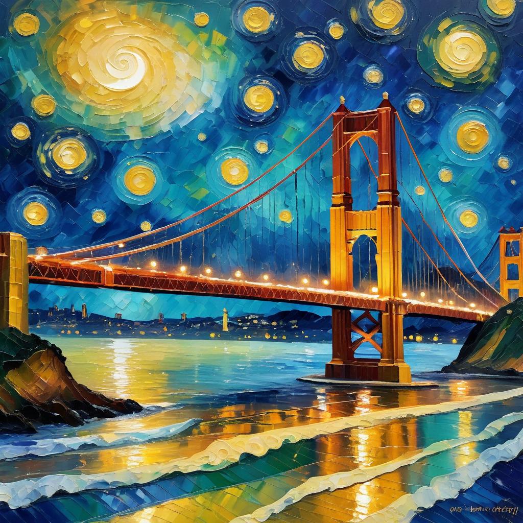 Golden Gate Bridge in Van Gogh Style