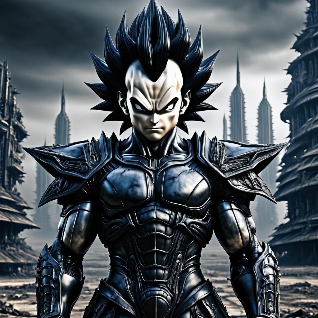 Vegeta in Giger's Dark Wasteland Art