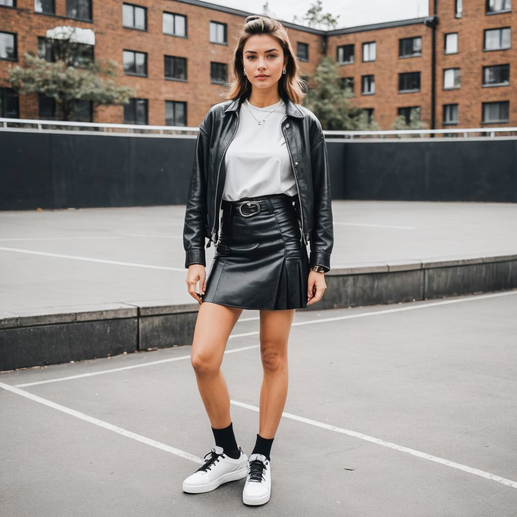 Edgy Chic Urban Style Woman in Skate Park