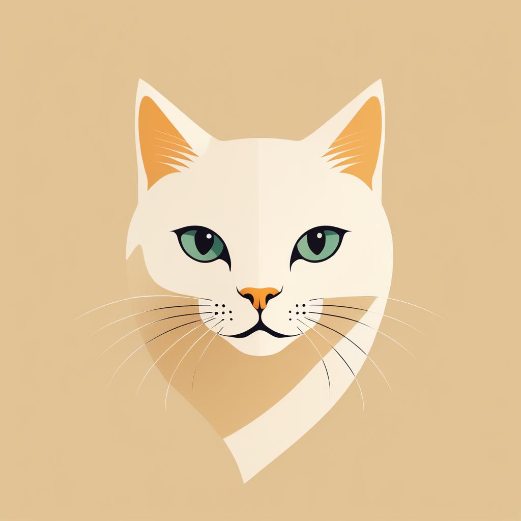 Minimalist Beige Cat Illustration Design