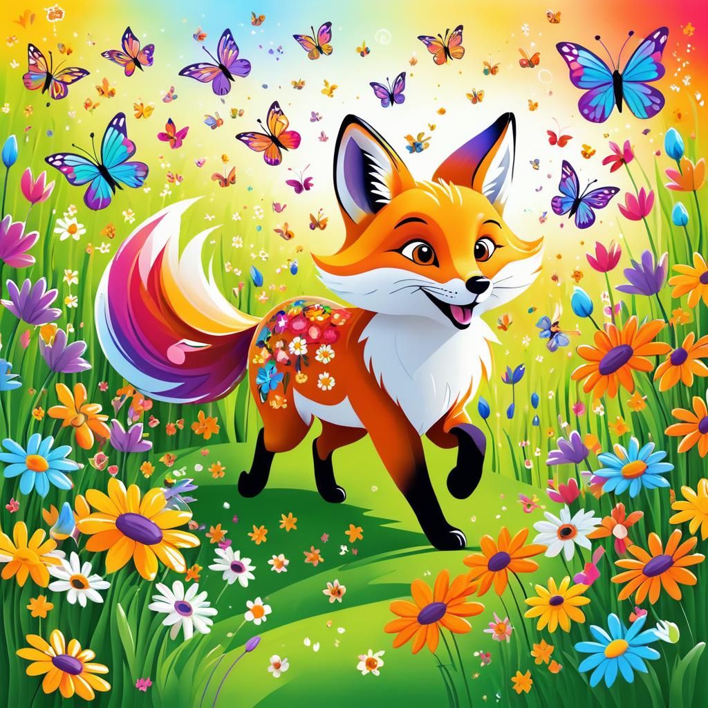 Whimsical Fox Painting in a Garden