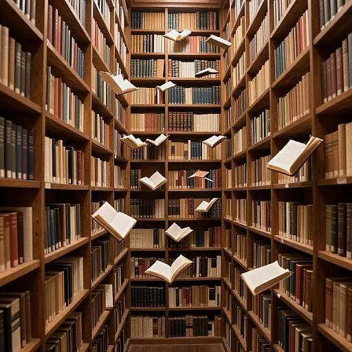 Endless Shelves of Floating Books