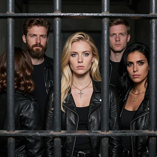 Intense Portrait Behind Prison Bars