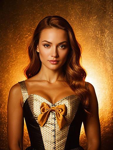 Elegant Woman in Retro Polka Dot Outfit