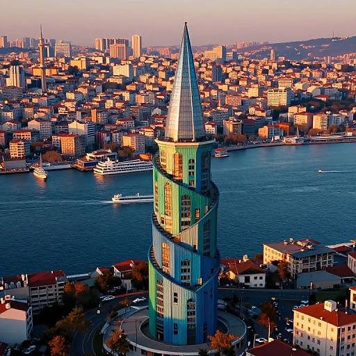 Surreal Futuristic Istanbul Aerial View