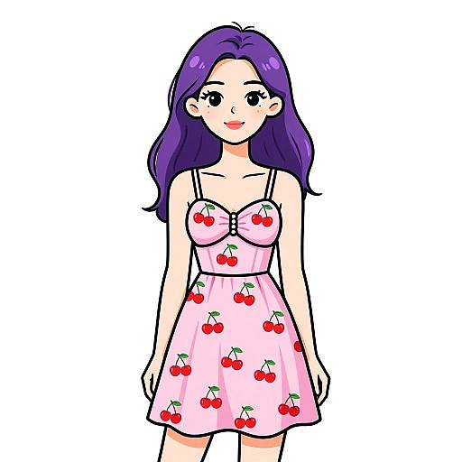 Woman in Pink Cherry Sundress