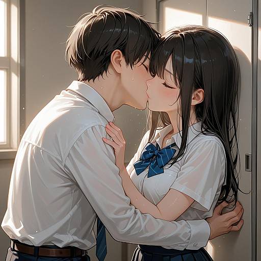 School Uniform Kiss Scene
