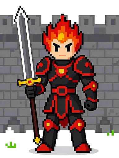 Pixel Art Infernal Knight Sprite