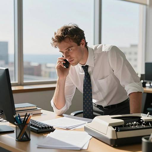 Office Scene with Focused Professional