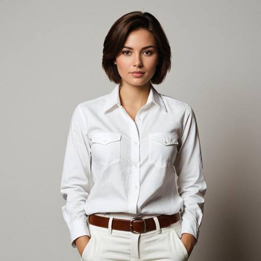Realistic Portrait of Woman in White Outfit