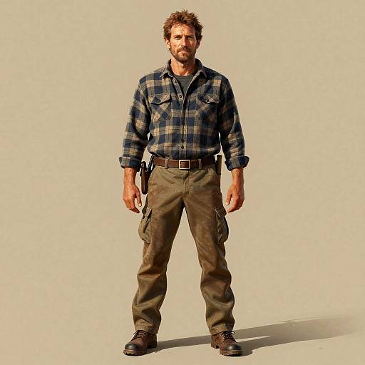 Rugged Outdoorsman in Flannel Shirt