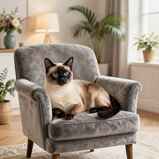 Elegant Siamese Cat in Parisian Apartment