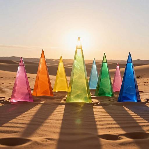 Sunlit Desert with Vibrant Glass Prisms