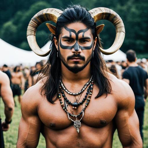 Muscular Male in Tribal Pagan Festival